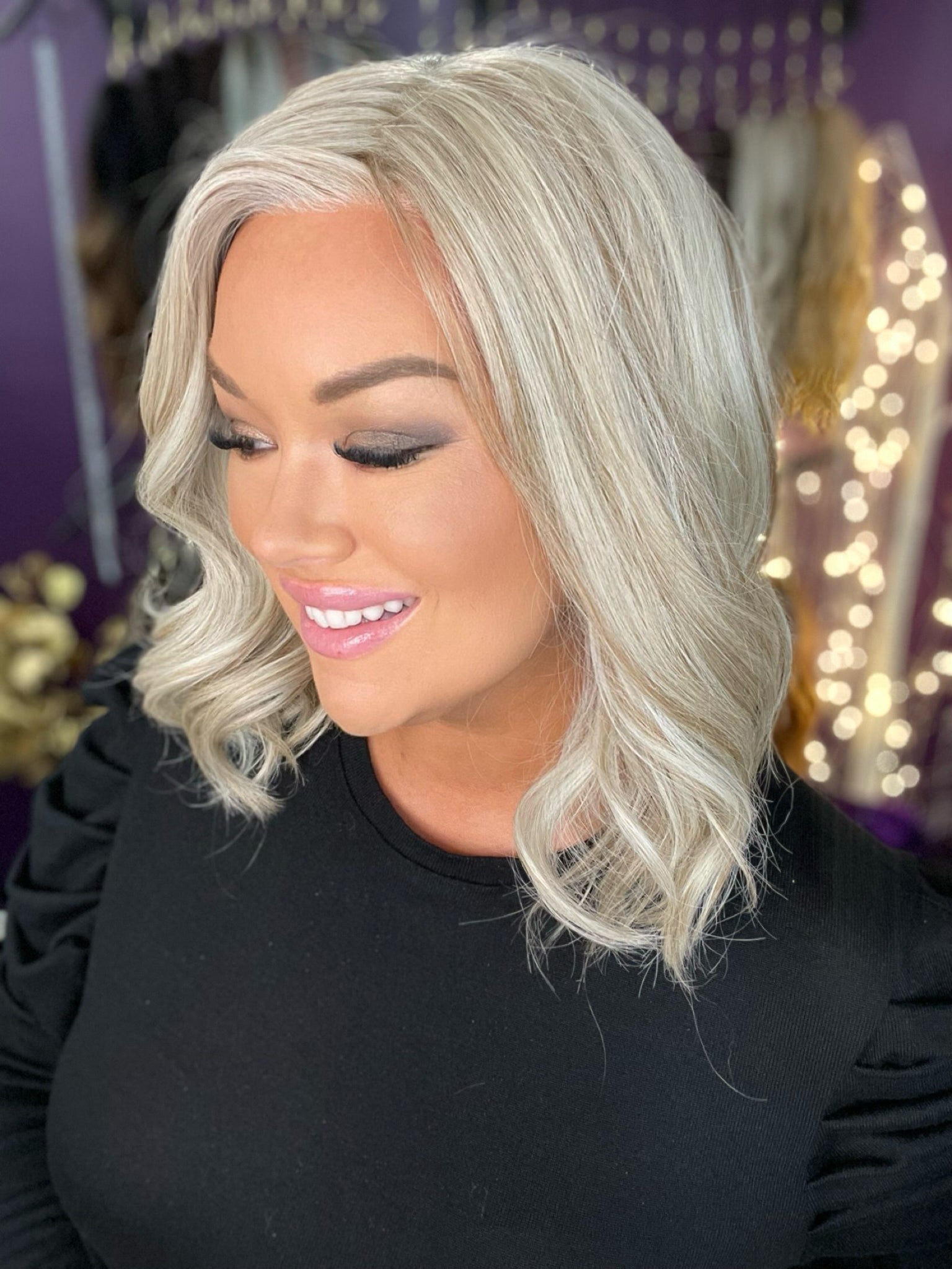 Billie Marshmallow Cream Hand-Tied HS Platinum Luxury Wig CA1 W6340